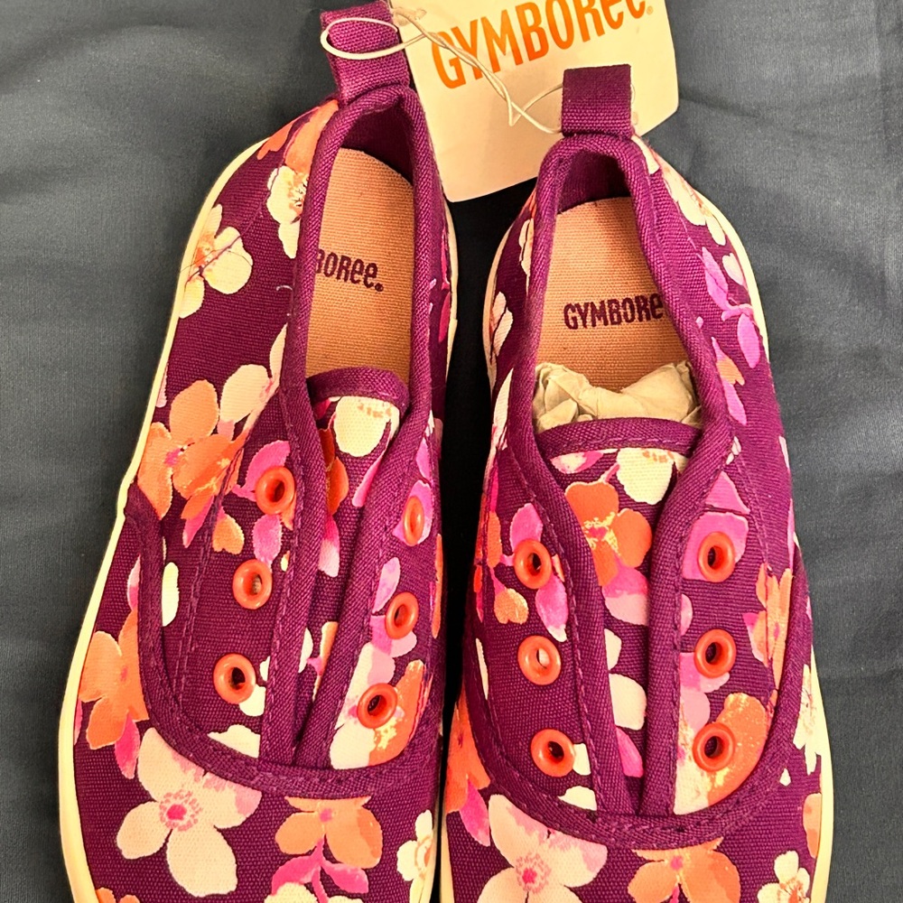 Gymboree Pink and Orange Floral Sneakers sz 11